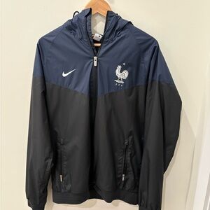Nike Men's French Football Federation Navy & Black Hooded Windbreaker